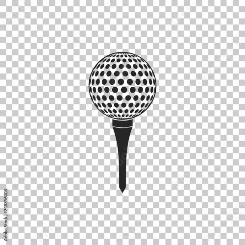 Golf ball on tee icon isolated on transparent background. Flat design. Vector Illustration