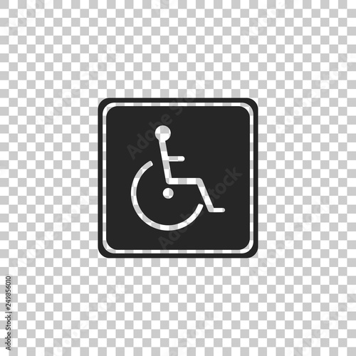 Disabled handicap icon isolated on transparent background. Wheelchair handicap sign. Flat design. Vector Illustration