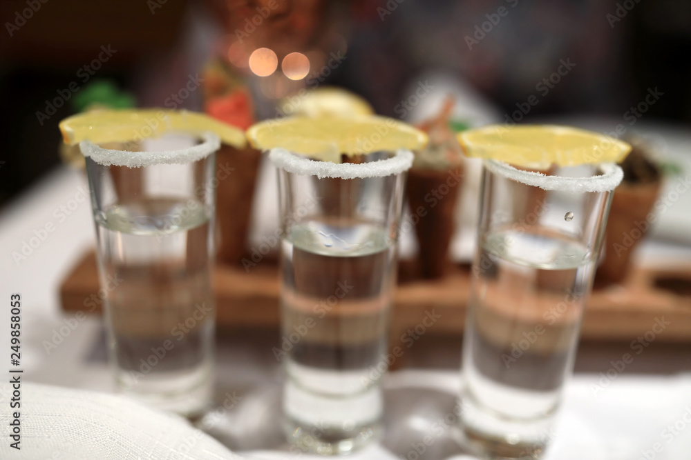 Three glasses of tequila