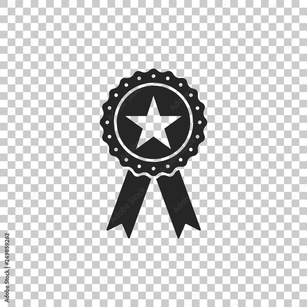 Award medal with star and ribbon icon isolated on transparent background. Winner achievement sign. Champion medal emblem. Success symbol. Flat design. Vector Illustration Award medal with star and ribbon icon isolated on transparent background. Winner achievement sign. Champion medal emblem. Success symbol. Flat design. Vector Illustration