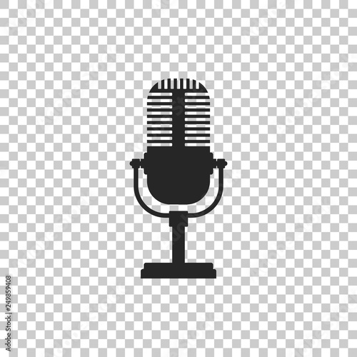 Microphone icon isolated on transparent background. Flat design. Vector Illustration