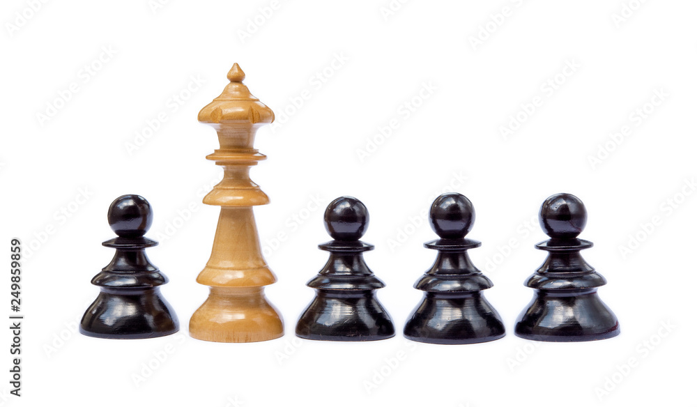 Old chess pieces isolated on white background Old chess pieces isolated on white background