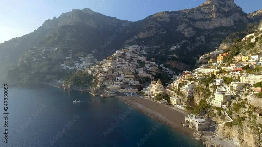 View of Positano village along Amalfi Coast in Italy View of Positano village along Amalfi Coast in Italy