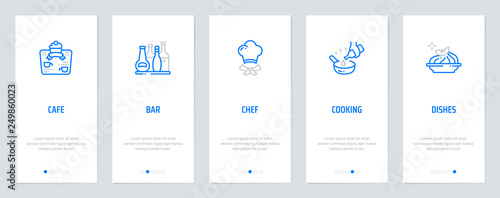 Cafe, Bar, Shef, Cooking, Dishes Vertical Cards with strong metaphors.