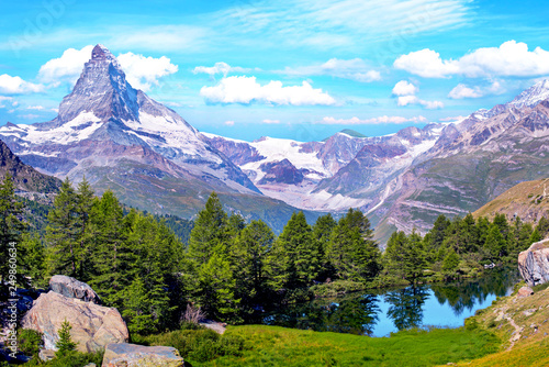 Obraz na płótnie Beautiful landscape with the Matterhorn in the Swiss Alps, near Zermatt, Switzerland, Europe w salonie