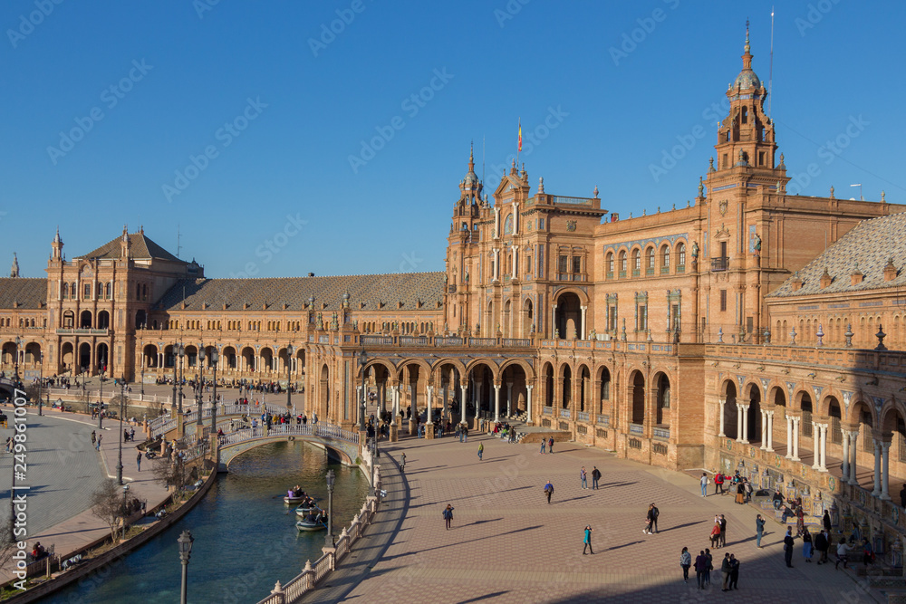 Overview of Plaza de Espana in Seville from a high view point