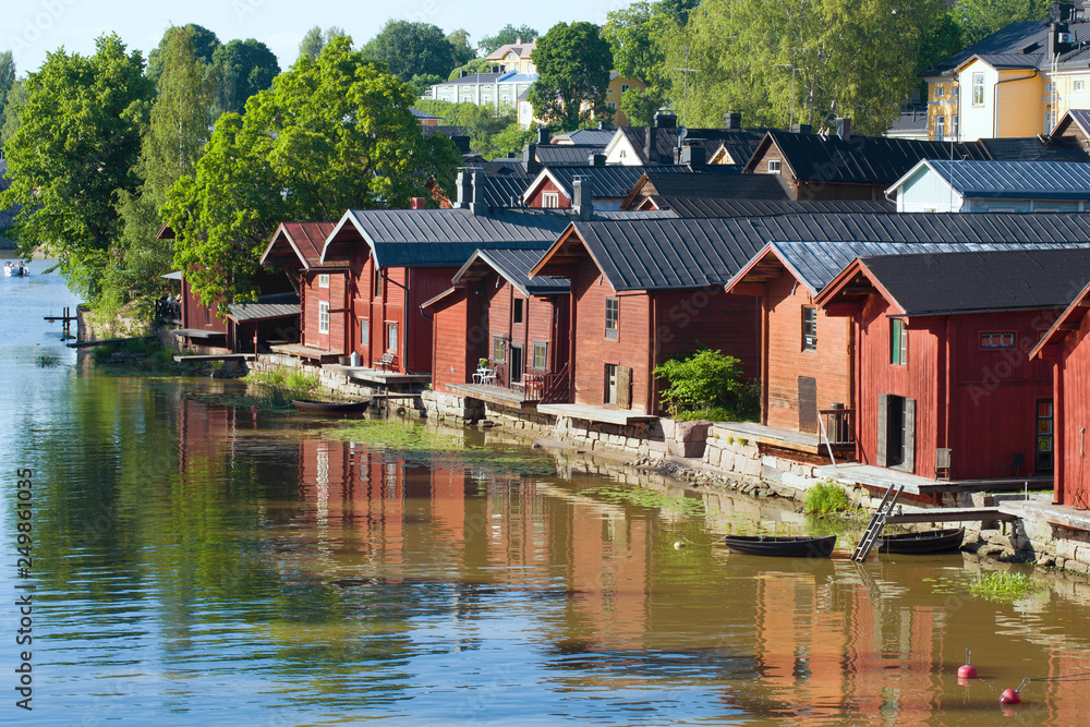 Summer in old city Porvoo. South Finland, Northern Europe