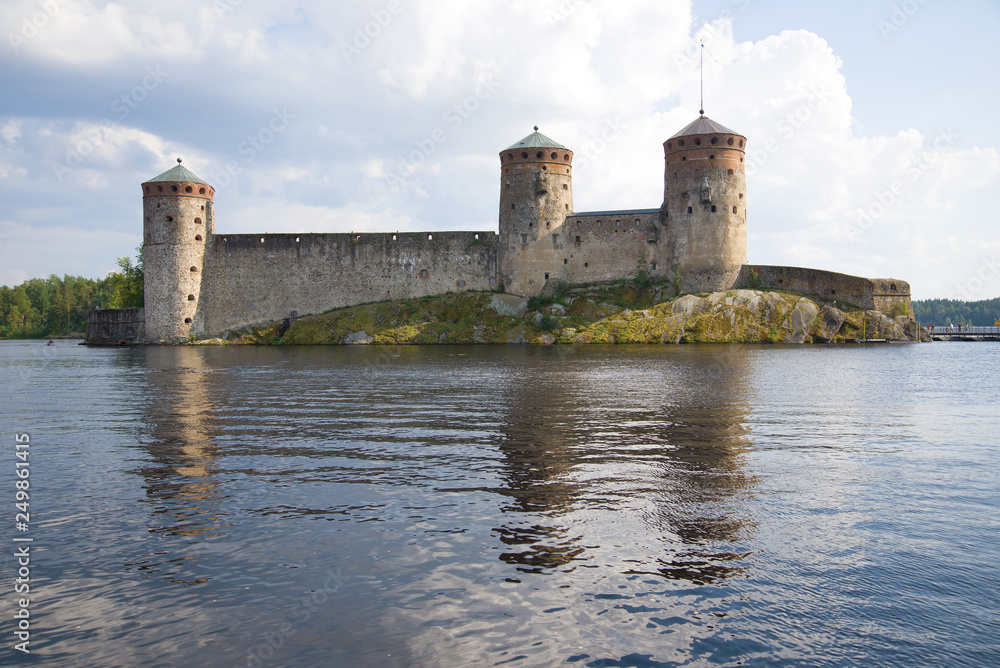 View of the medieval fortress of the town of Savonlinna on a July afternoon. Finland
