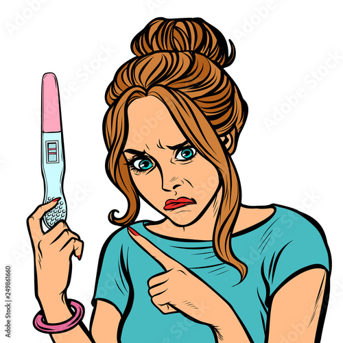 unwanted pregnancy, anger misfortune reproach woman two strips test