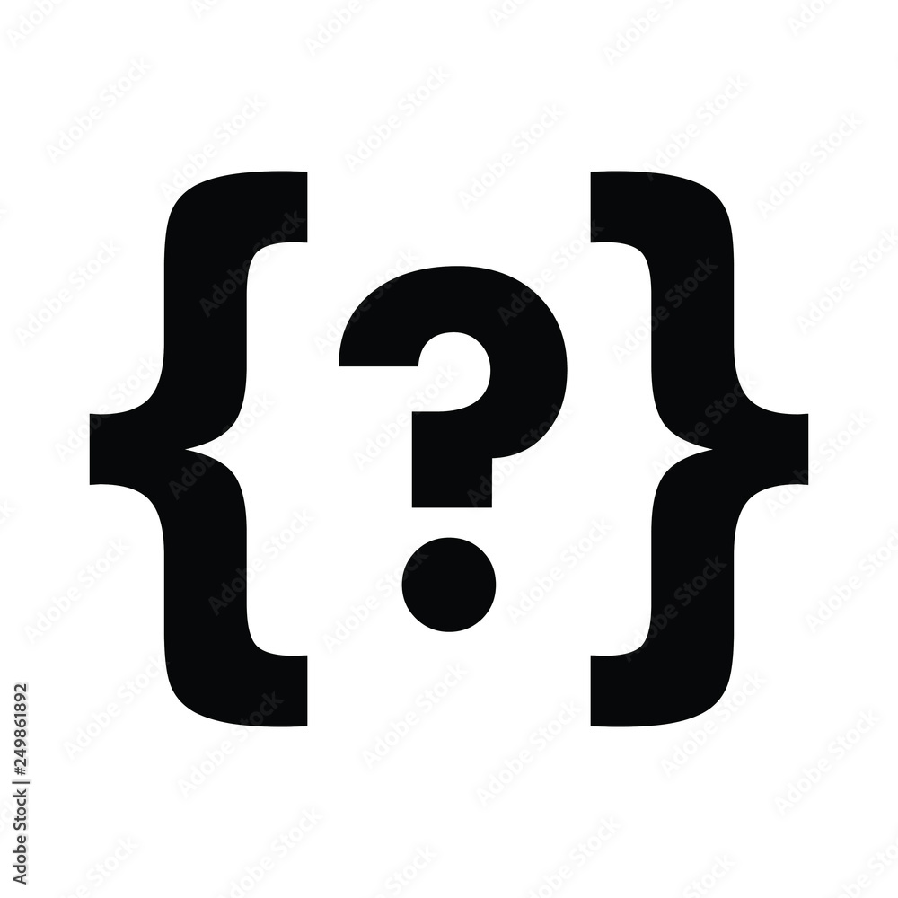 A black and white silhouette of some coding brackets A black and white silhouette of some coding brackets