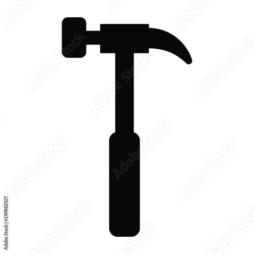 A black and white vector silhouette of a hammer