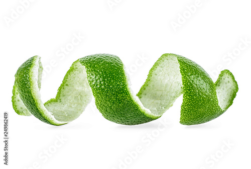 Fresh lime peel isolated on a white background, healthy food.