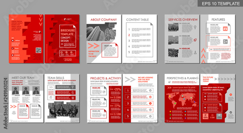 Brochure creative design. Multipurpose template, include cover, back and inside pages. Trendy minimalist flat geometric design. Vertical a4 format.