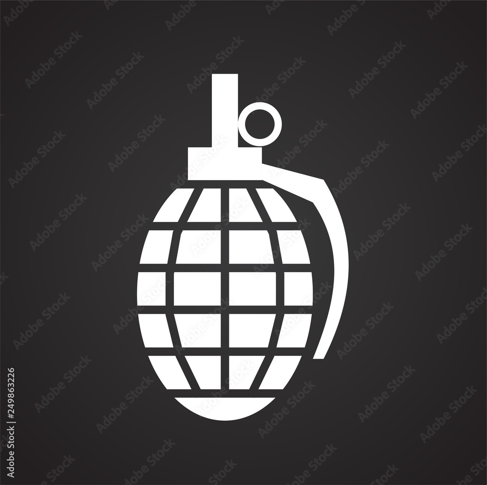 Obraz premium Grenade icon on color circles white background for graphic and web design, Modern simple vector sign. Internet concept. Trendy symbol for website design web button or mobile app