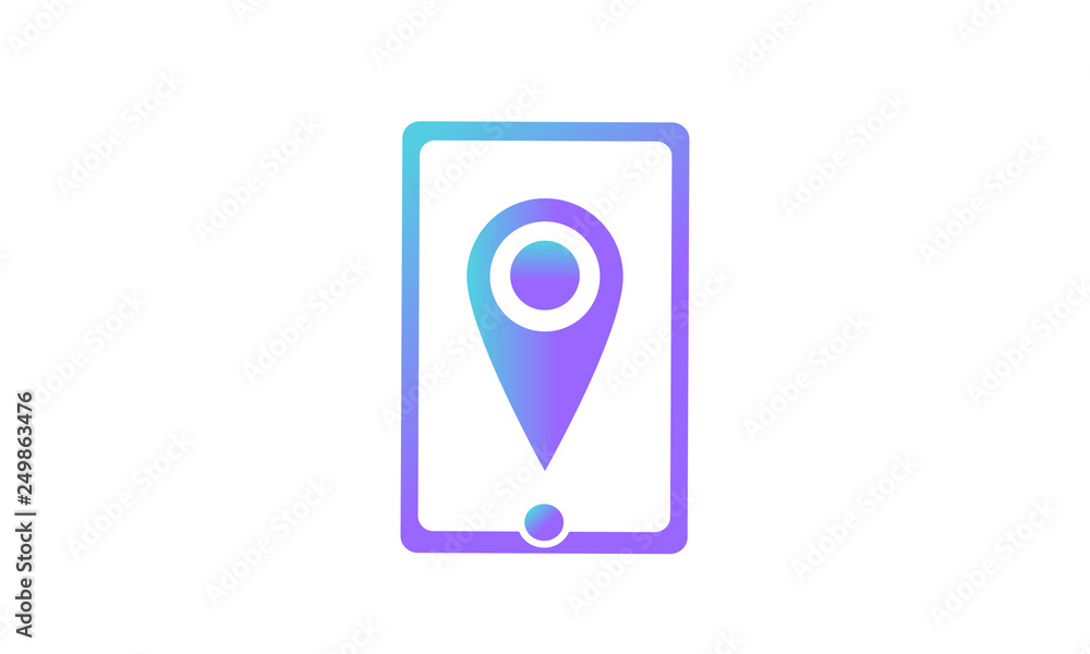 vector icon. mobile phone and location pin icon concept. modern gradient style vector icon. mobile phone and location pin icon concept. modern gradient style