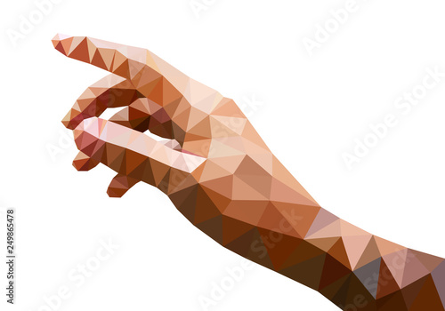 Brown polygon right hand on white background,