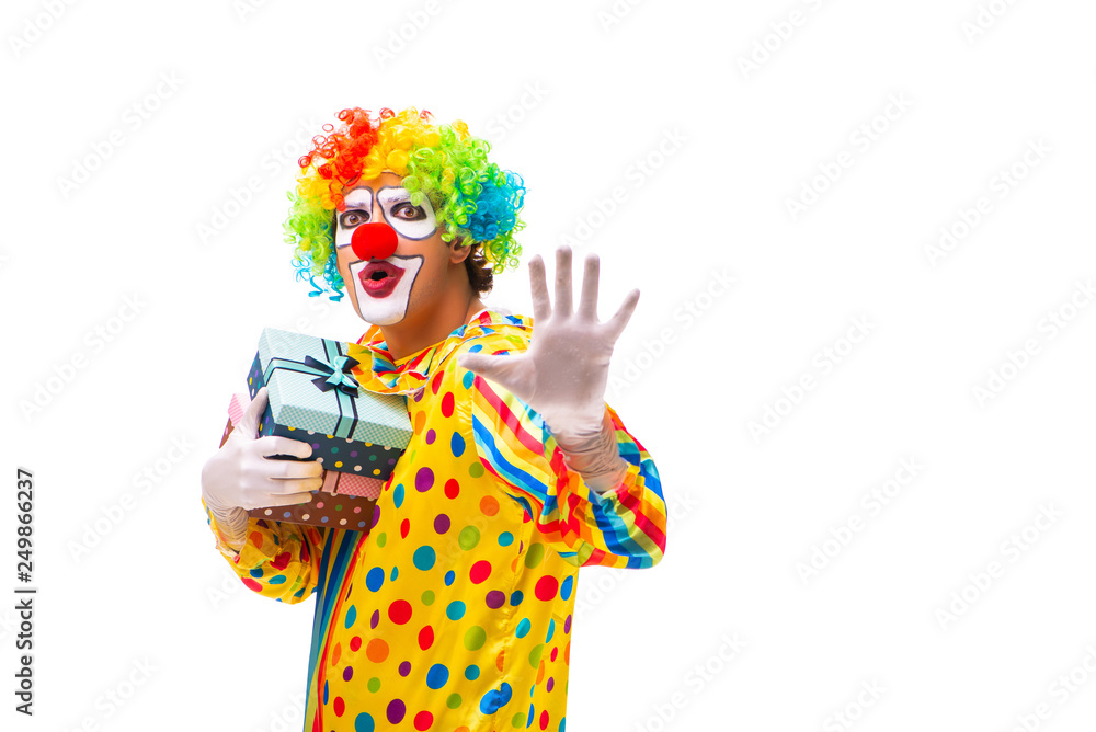Male clown isolated on white Male clown isolated on white