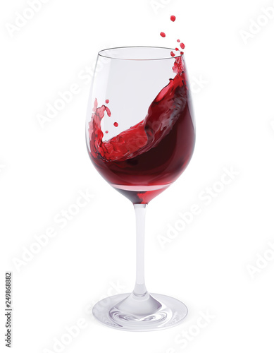 Red Wine Splashing In Glasses isolated on white. Realistic vector 3d illustration