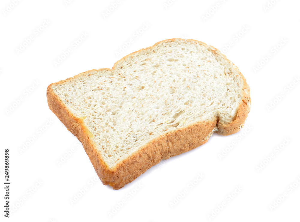 Whole wheat bread on white background