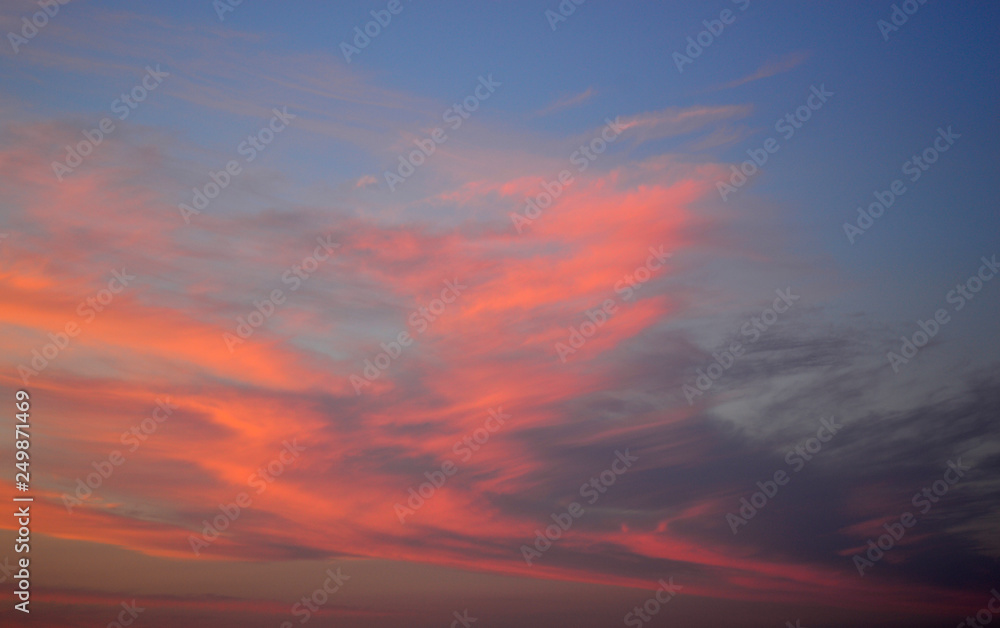 Beautiful sunset with pink clouds