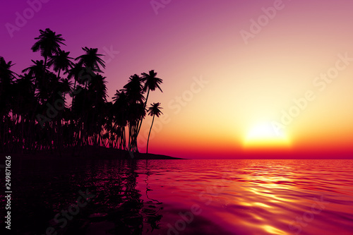 orange sunset over tropic sea