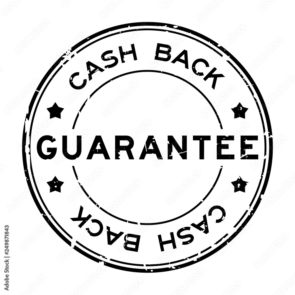 Grunge black guarantee cash back word round rubber seal stamp on white background
