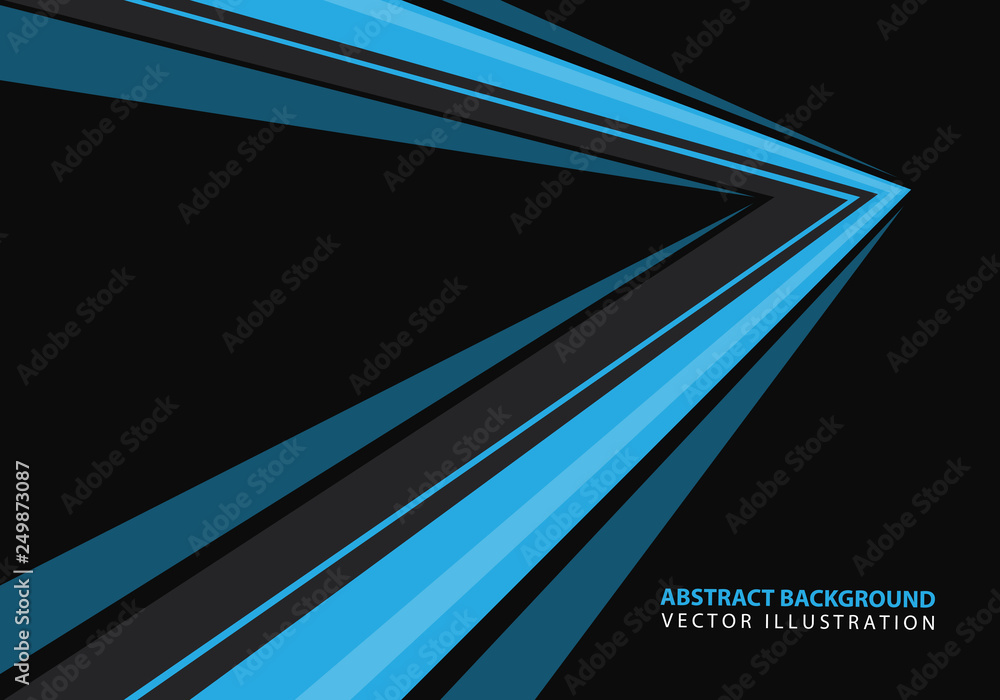 Abstract blue speed arrow direction on black design modern futuristic background vector illustration. - obrazy, fototapety, plakaty 