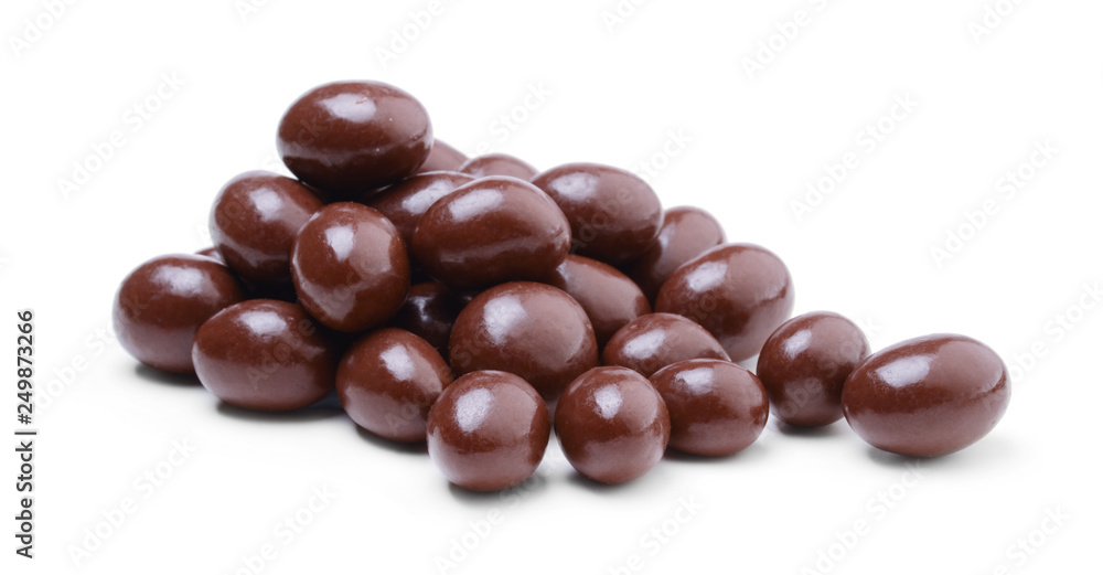 Peanuts covered in chocolate isolated on white Peanuts covered in chocolate isolated on white