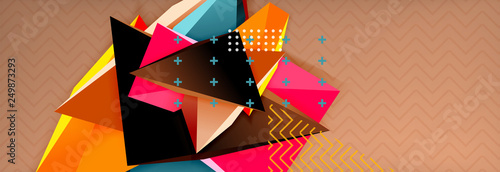 3d triangular shapes geometric background. Origami style pattern with triange shapes for decorative design. Poster design. Line design. Modern presentation template