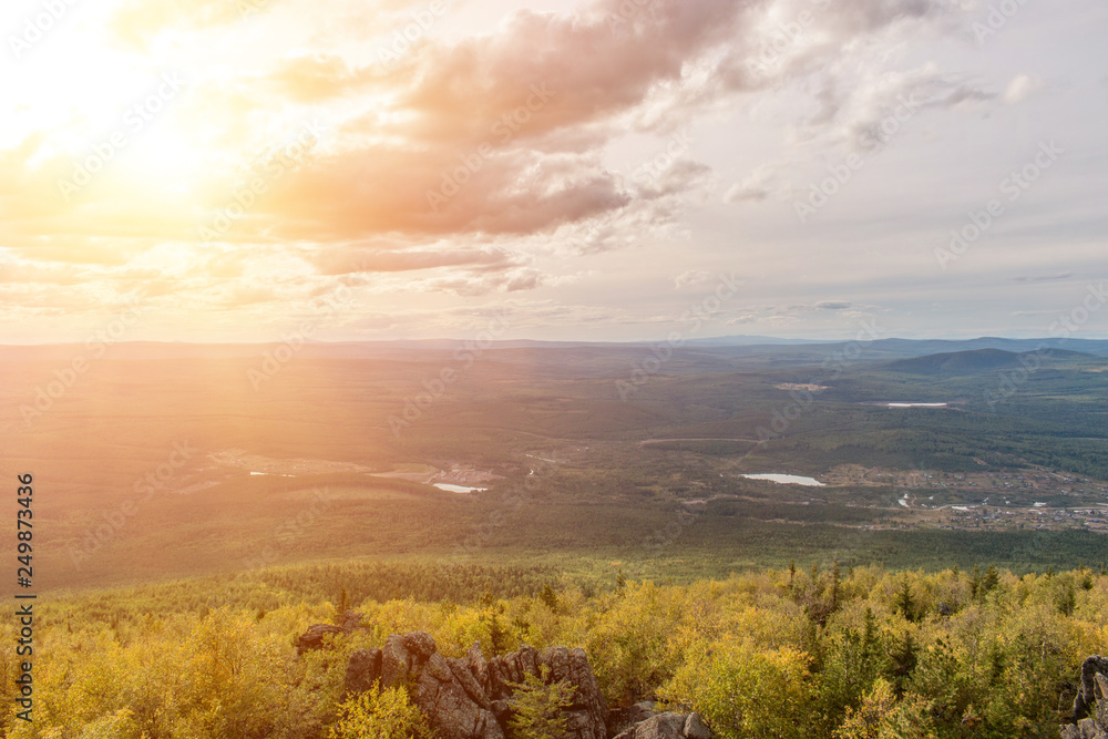 Fototapeta premium Closeup mountains scenes in national park Kachkanar, Russia, Europe