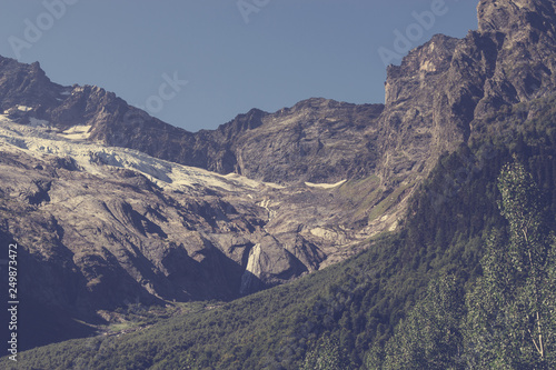 Close up view mountains scenes in national park Dombai, Caucasus