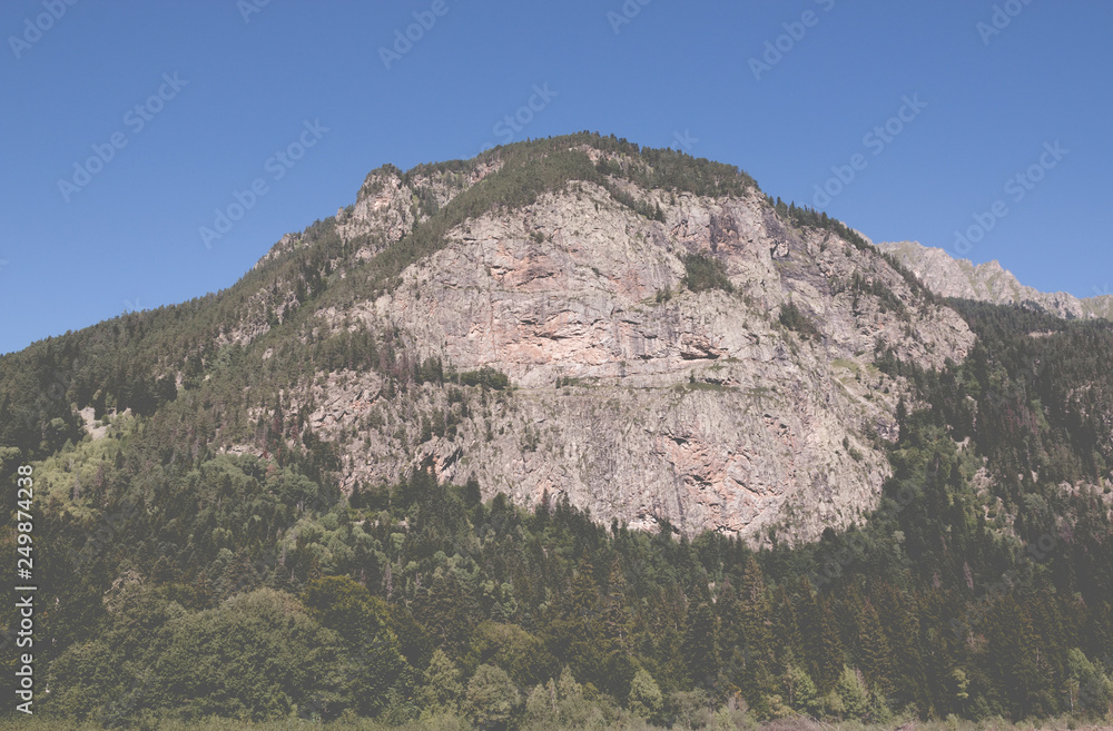 Fototapeta premium Closeup view mountains scenes in national park Dombai, Caucasus, Russia