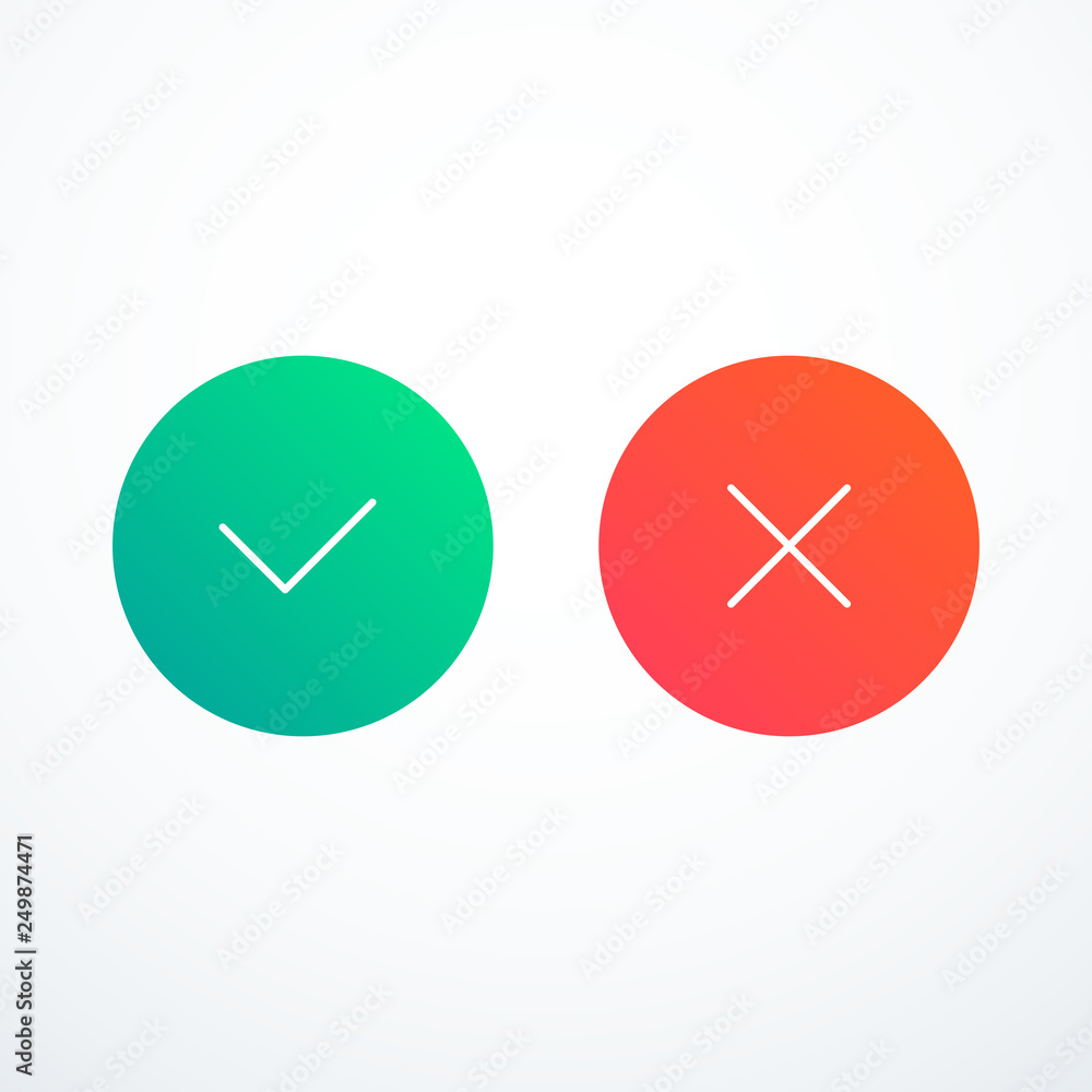 Tick and cross icons. Check mark icons. Vector illustration Tick and cross icons. Check mark icons. Vector illustration