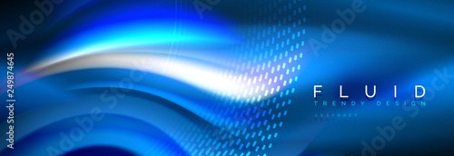Fluid colors mixing glowing neon wave background, holographic texture