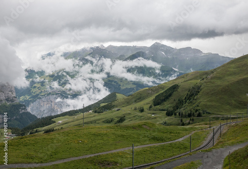 View on mountains from Jungfraujoch station in alps in Lauterbrunnen