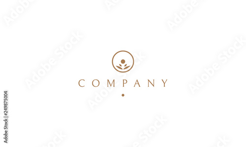 Yoga lotus golden vector circle logo image
