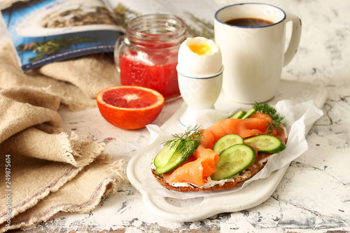 Healthy breakfast table