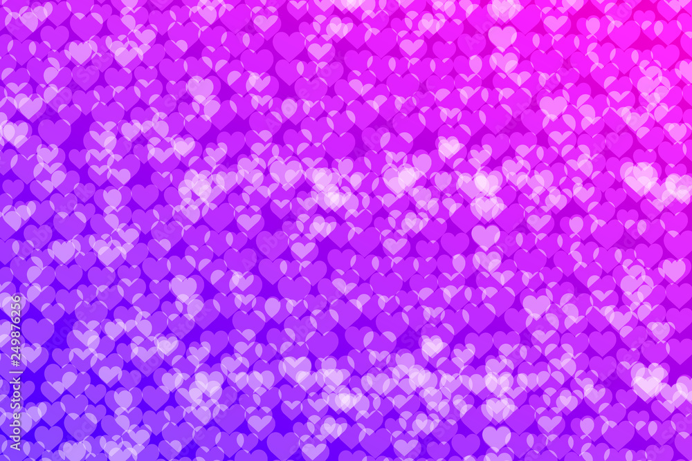 Pink Bokeh lights gradient background with hearts