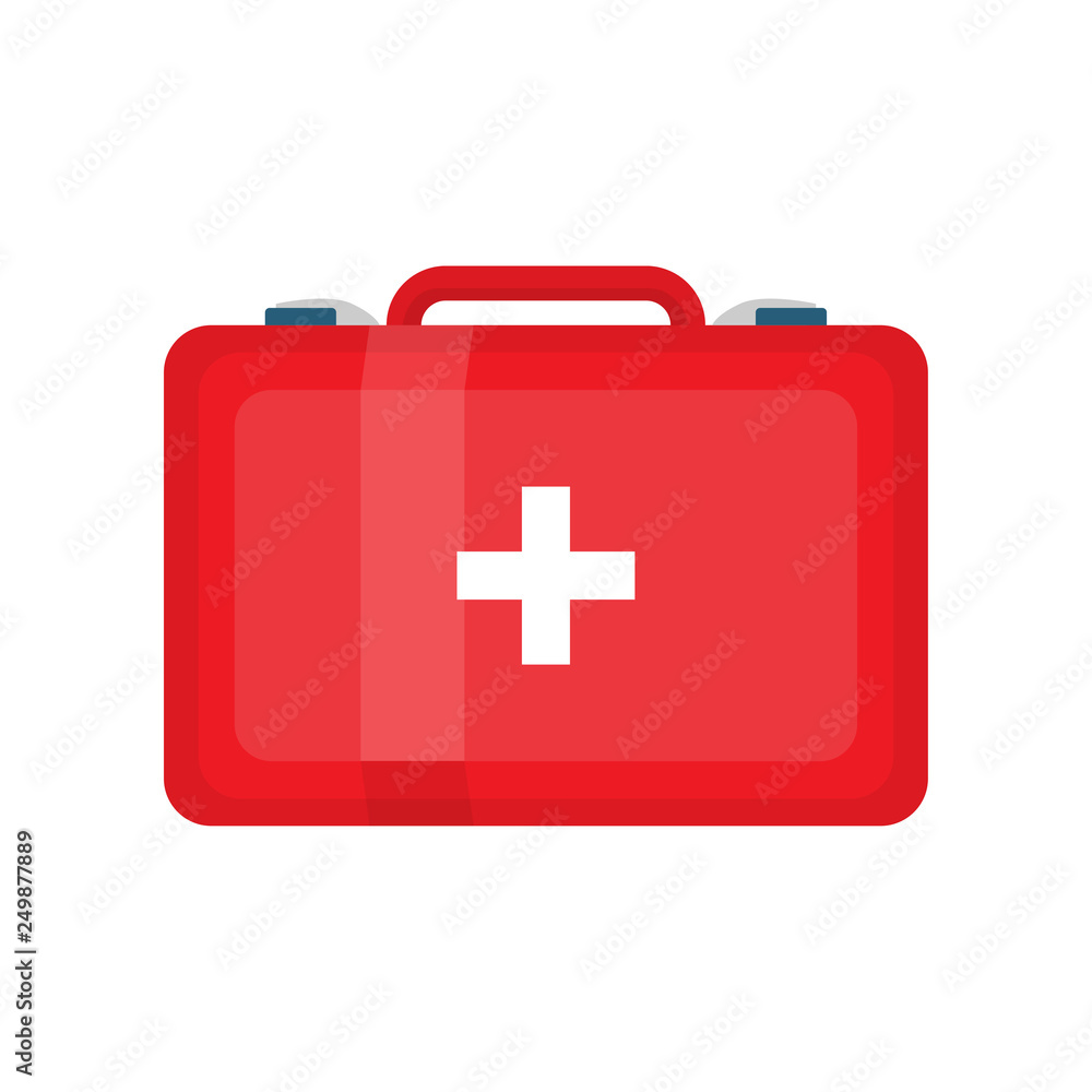 Red First Aid Kit Vector Illustration on White Background Red First Aid Kit Vector Illustration on White Background