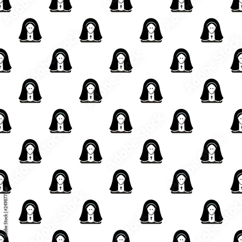 Nun pattern in cartoon style. Seamless pattern vector illustration