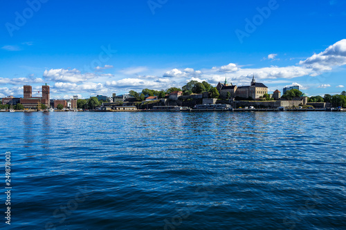 Akershus medeval fortress viewed from Oslo fjord, Norway photo