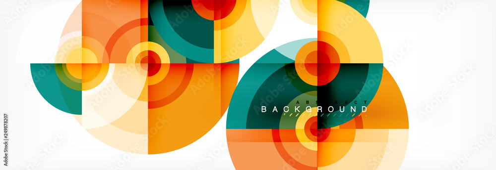 Flying circles geometric abstract background Flying circles geometric abstract background