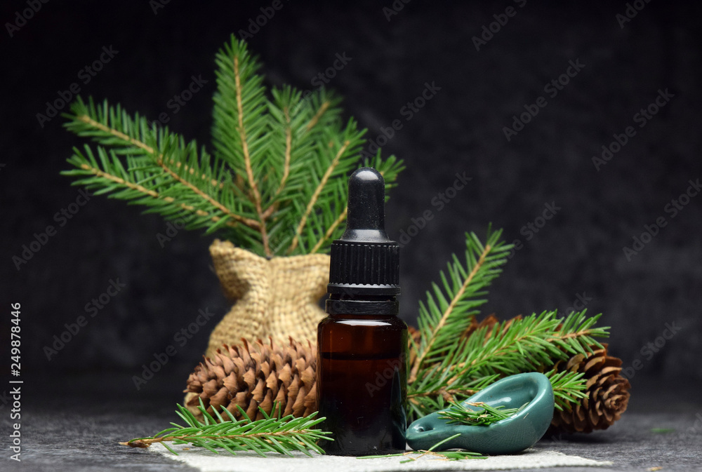 spruce aromatherapy oil spa wellnes organic - obrazy, fototapety, plakaty 