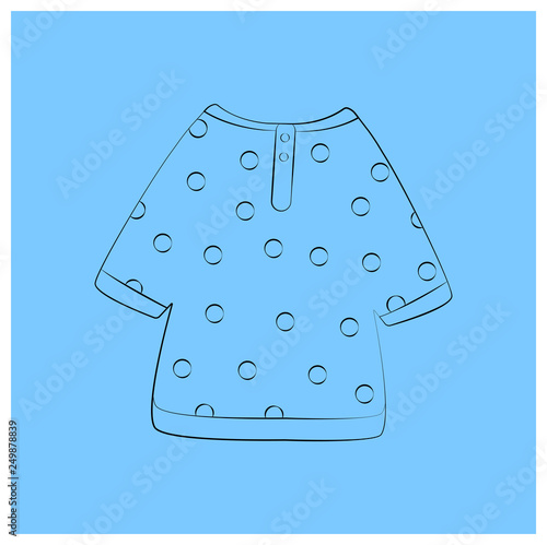 Shirt in peas Linear elements Russian national costume. Fair attributes coloring book or printing clothes. Educational cards or greeting cards. Vector linear llustration Shrovetide or Maslenitsa