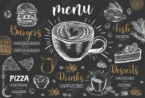 Restaurant cafe menu, template design. Food flyer.