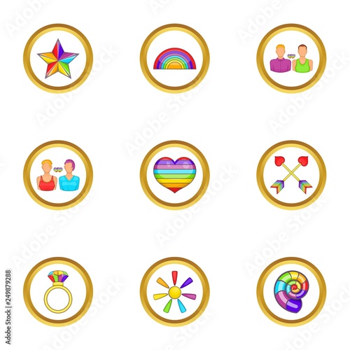 Lgbt people icons set. Cartoon set of 9 lgbt people vector icons for web isolated on white background