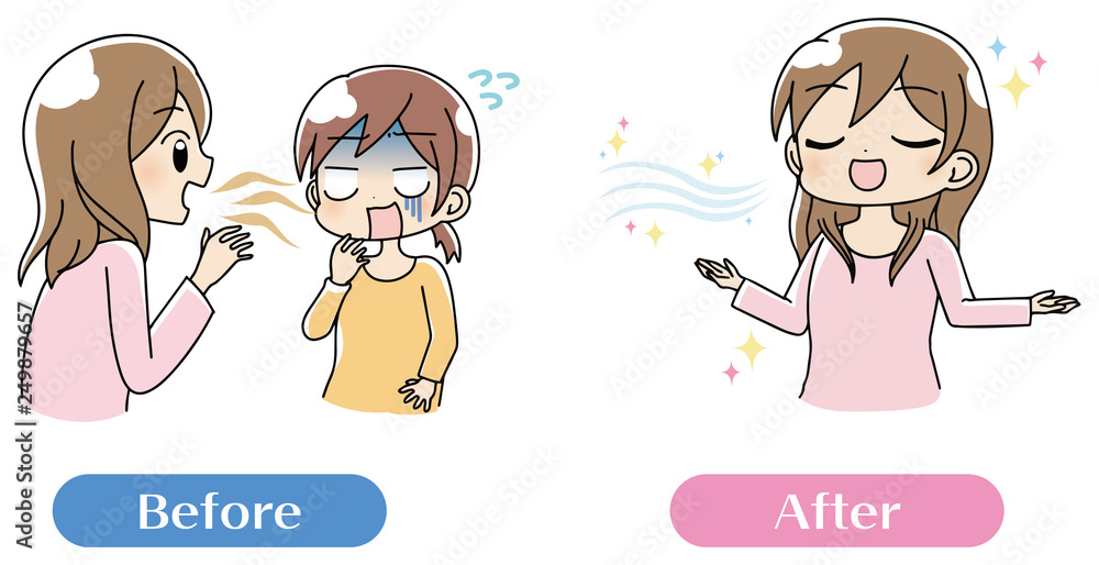 口臭くさい 女性 イラスト セット 口臭くさい 女性 イラスト セット