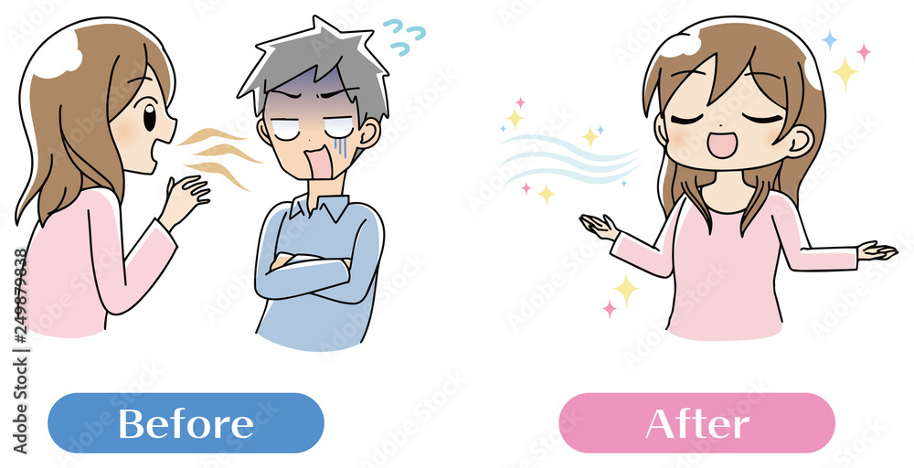 口臭くさい 女性 男性 イラスト セット Stock Vector Adobe Stock