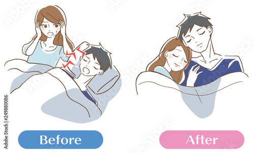 夫のいびきが五月蝿くて眠れない妻　セット