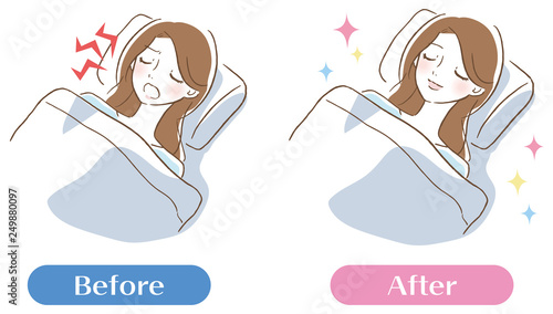 いびきが五月蠅い女性 イラスト　セット